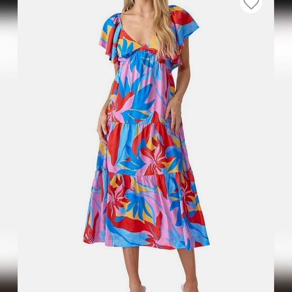 Adelyn Rae Caroline Floral Tiered Midi Dress
